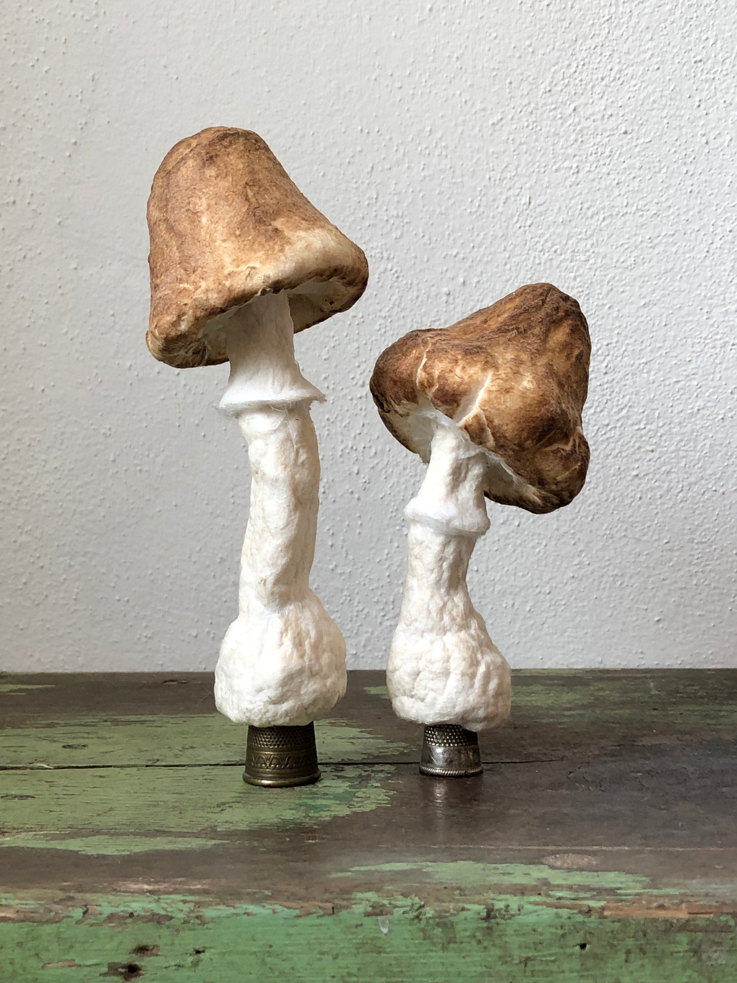 2 svampe på gamle fingerbøl